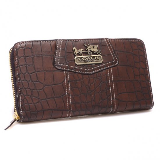 Coach Accordion Zip In Croc Embossed Large Coffee Wallets CCP | Coach Outlet Canada - Click Image to Close